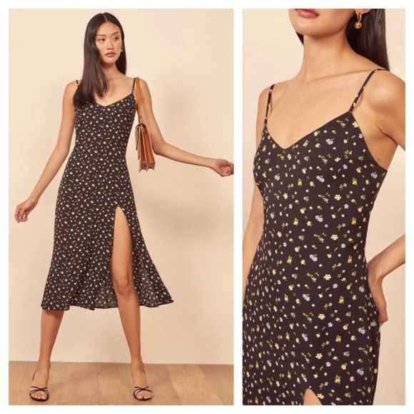Reformation Dresses & Skirts - Reformation Crimini Posie Slip On Slit Midi Dress